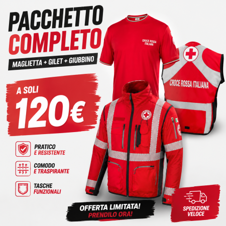 GIACCA + T-SHIRT + GILET CROCE ROSSA PACHETTO