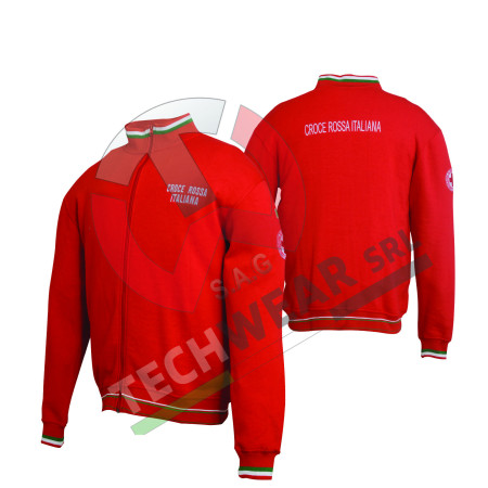 FELPA ZIP LUNGA CROCE ROSSA BORDI TRICOLORE