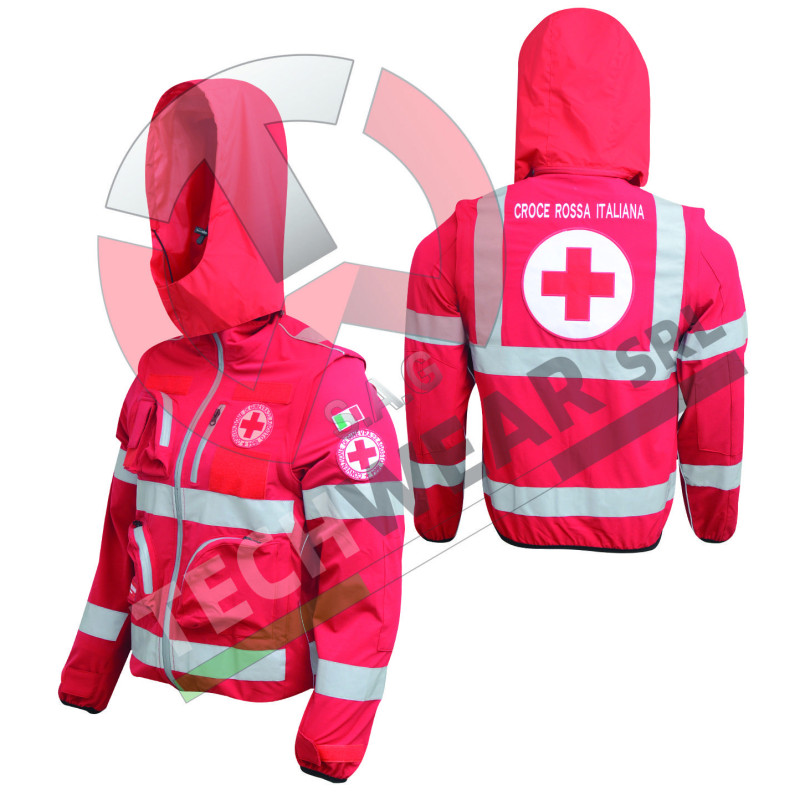 GIACCA CON CAPPUCCIO IN TESSUTO ELASTICIZZATO CROCE ROSSA ITALIANTA